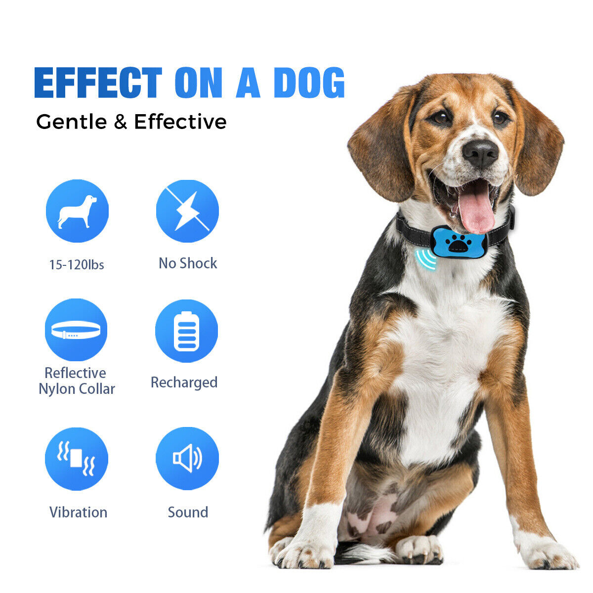 Waterproof Auto Anti Bark Dog Collar Stop Barking No-Shock Trainer Rechargeable