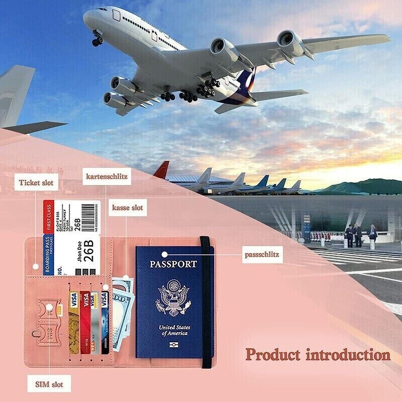 Anti-Magnetic Passport Wallet Holder RFID Blocking Slim ID Card Case Cover PU