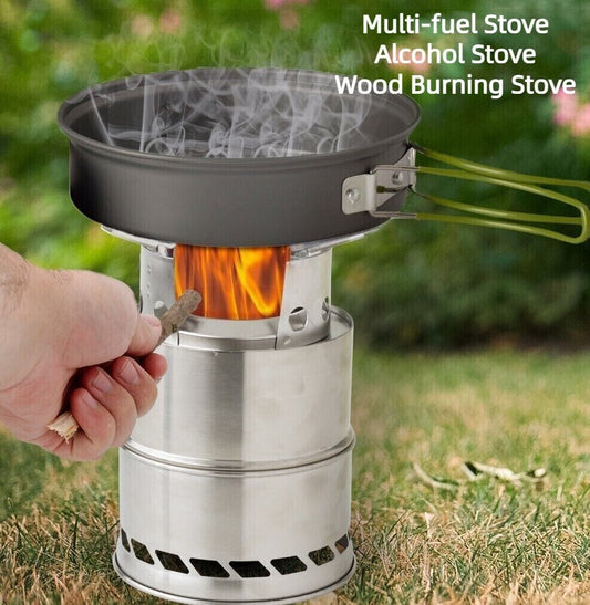 Portable Barbecue Burning Wood Stove Stainless Steel Outdoor Mini Camping Stove