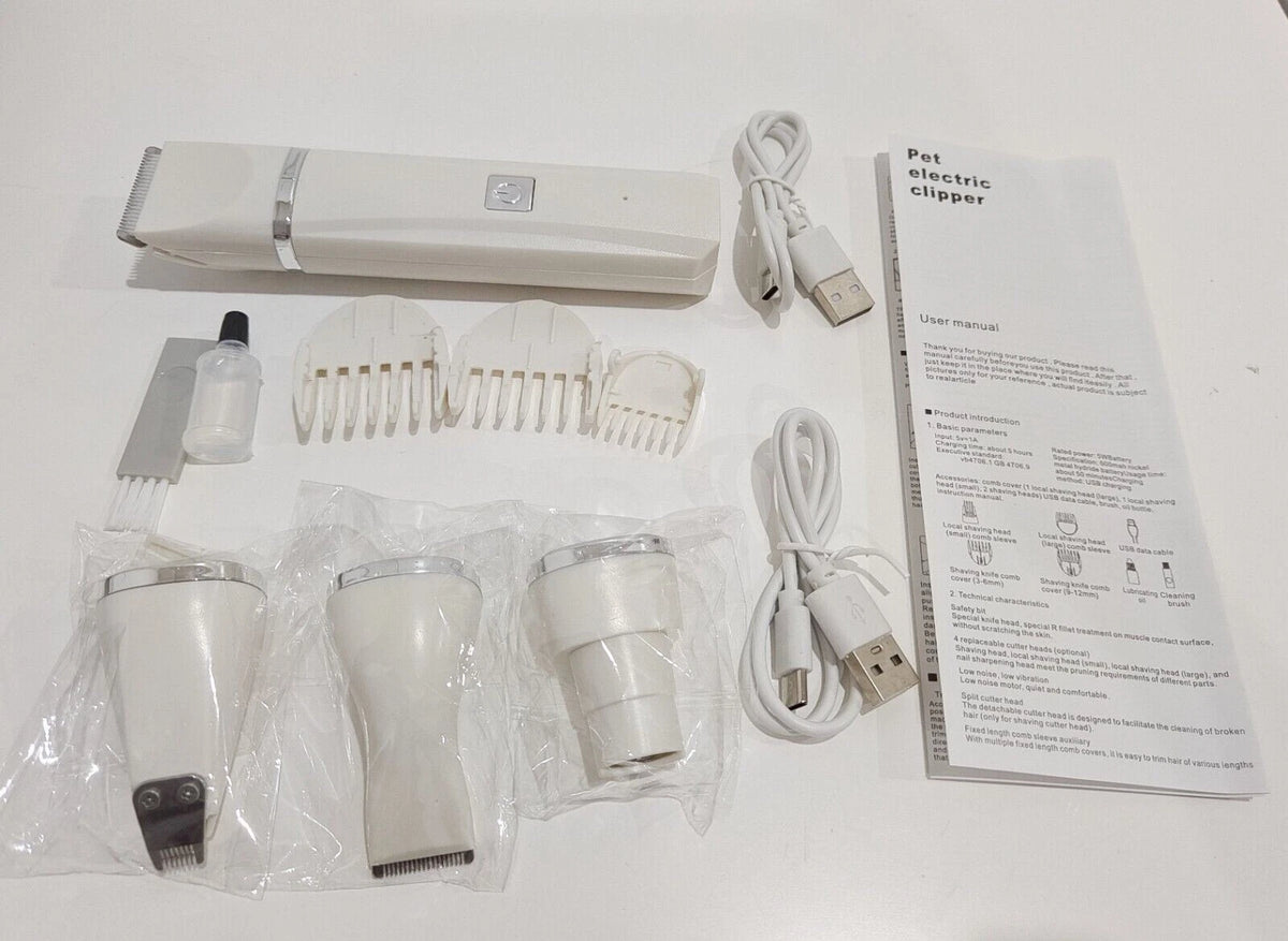 4 in 1 Pet Grooming Clipper Kit Dog Cat Hair Trimmer Nail Grinder Low-noise USB