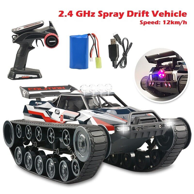 4WD High Speed RC Spray Tank Remote Control Toy Drift Tank Car Crawler Vehicle