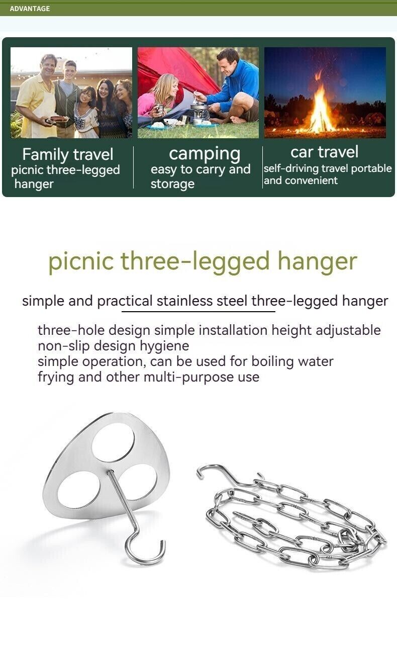Outdoor Portable Pot Triangular Foot Holder Hanger Camping Stainless Steel Shelf