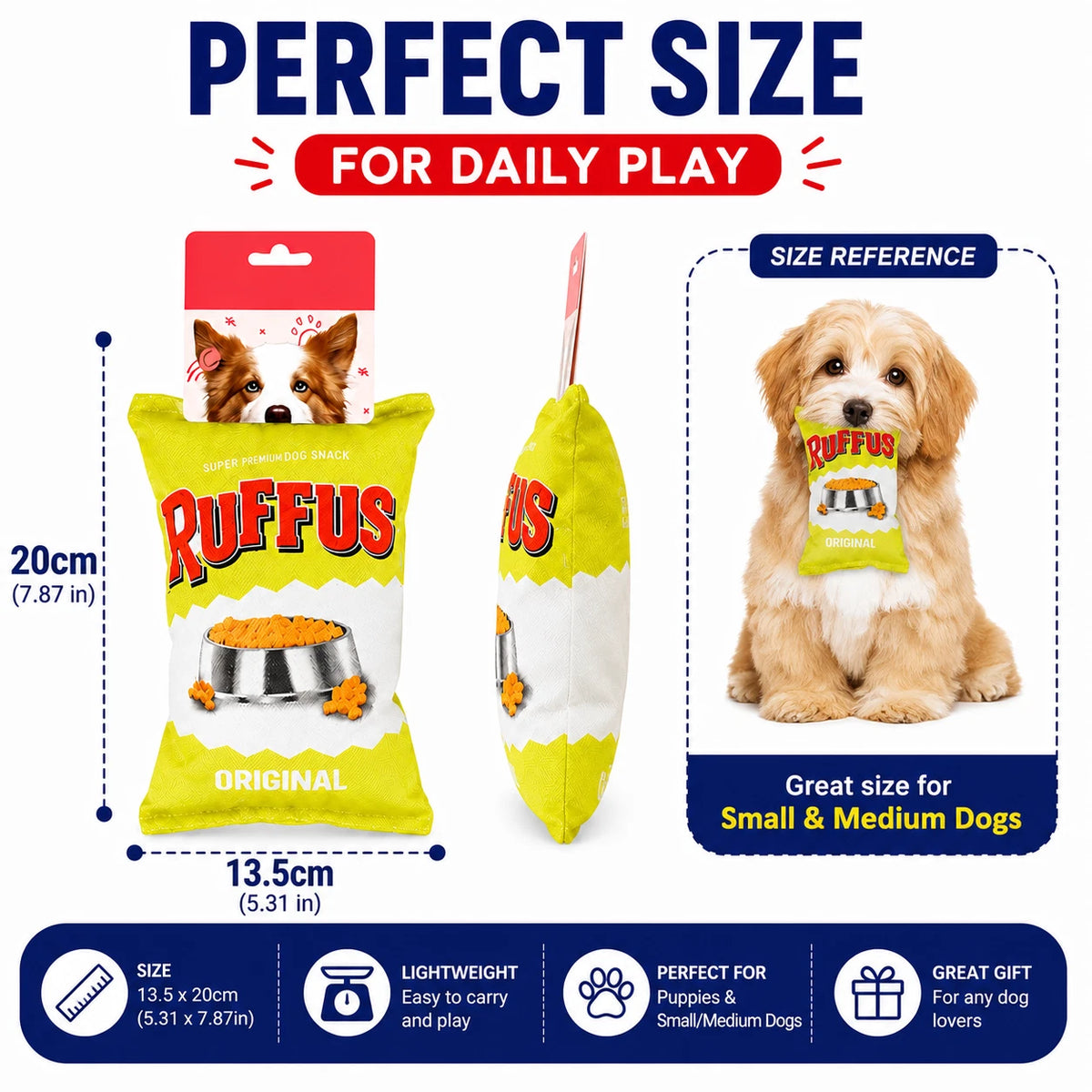 4PCS Crinkle Squeaky Dog Toys Plush Chip Bag Interactive Pet Puppy Chew Toy Soft