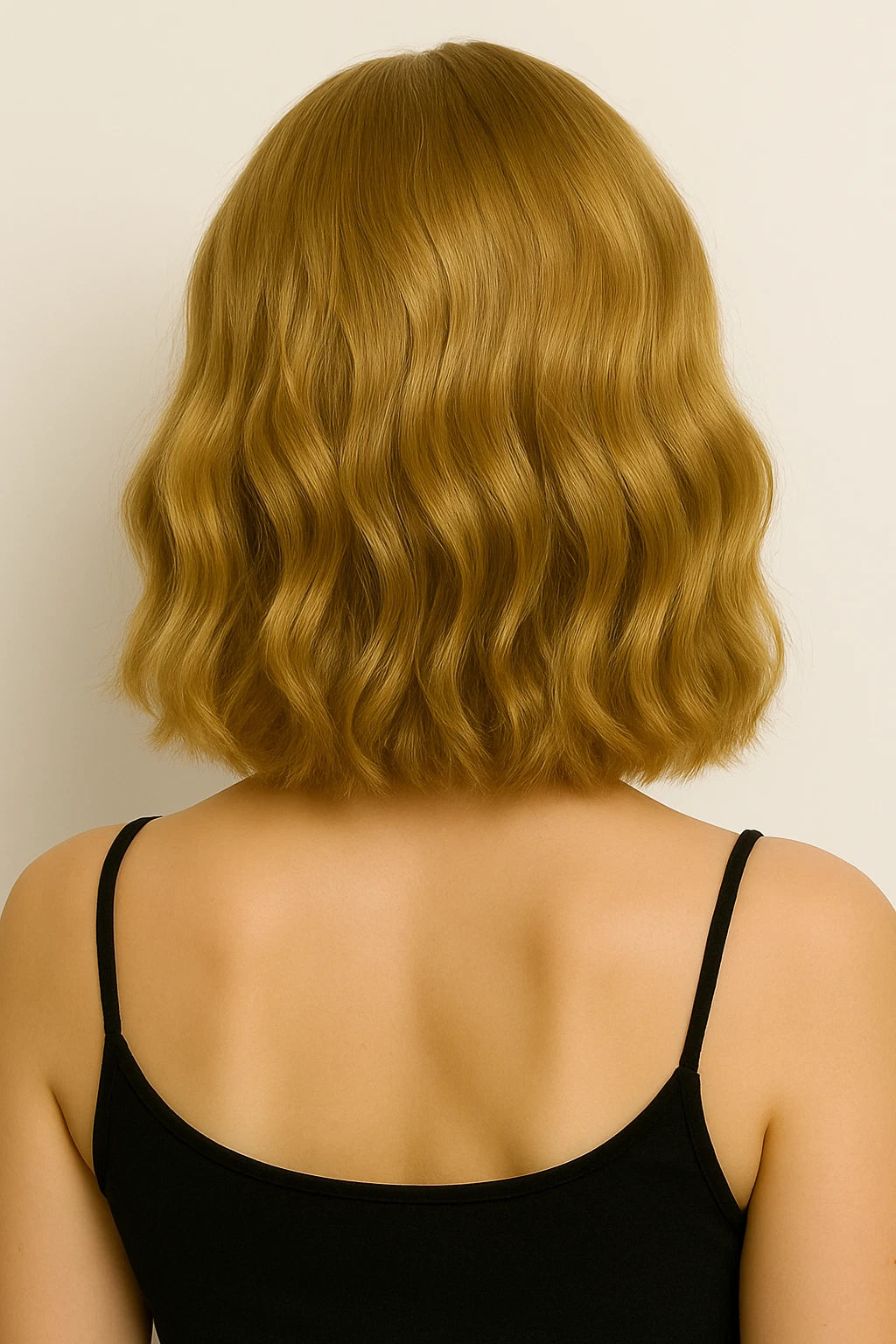 Women Shoulder Length Synthetic Hair with Middle Part Short Blonde Wavy Bob Wig # 1291