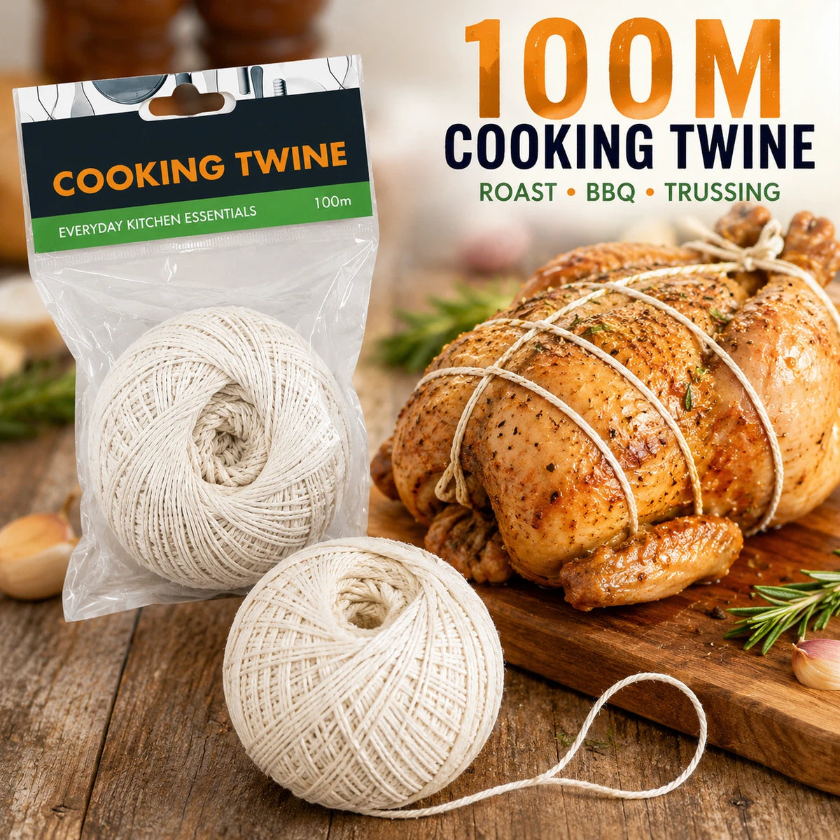 2x 100M Cotton Butcher Twine Cooking String Meat Trussing Roast BBQ Kitchen