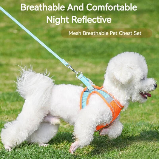 Pet Harness Vest Adjustable Puppy Breathable Mesh Leash Dog Reflective Vest