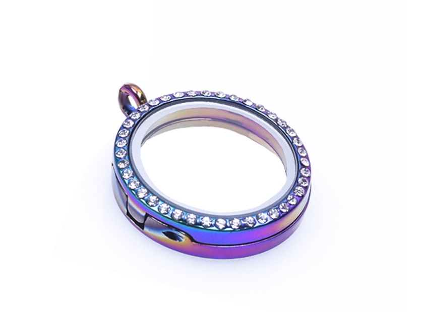 FASHION Living Memory Floating Charm Crystal Glass Round Locket Pendant Necklace
