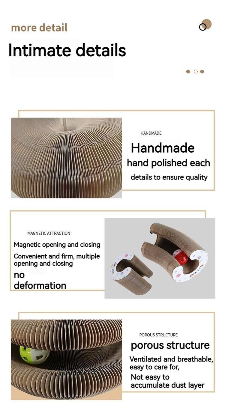 Honeycomb Paper Accordion Turntable Scratch Board Cat Toy Pet Vocal Bell Ball