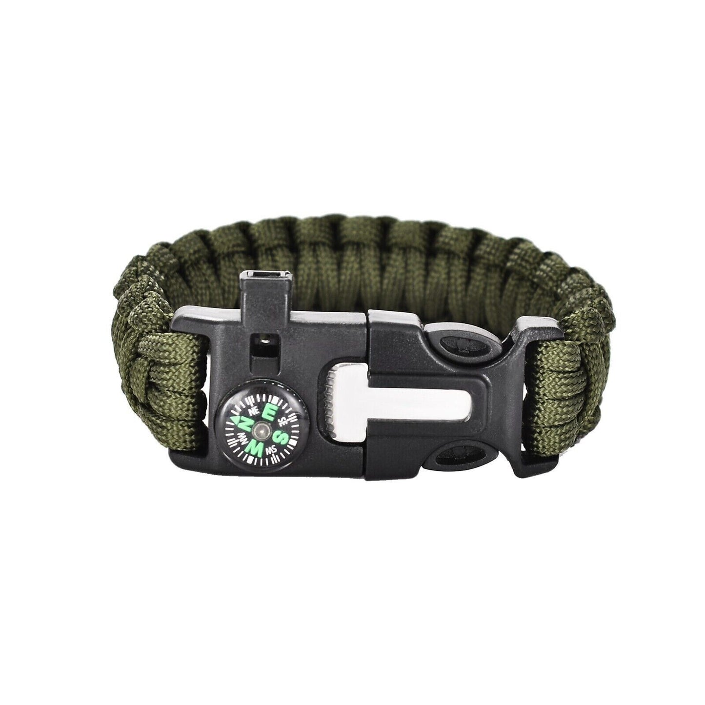 5 in 1 Multifunction Survival Bracelet Umbrella Rope Braided Whistle Flintstone