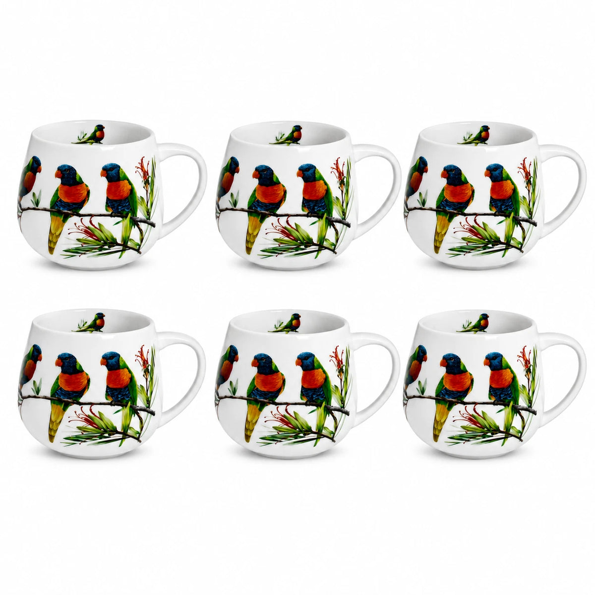 1-6x Rainbow Lorikeet Mug 400ml Fine Porcelain Australian Bird Coffee Tea Cup Gift