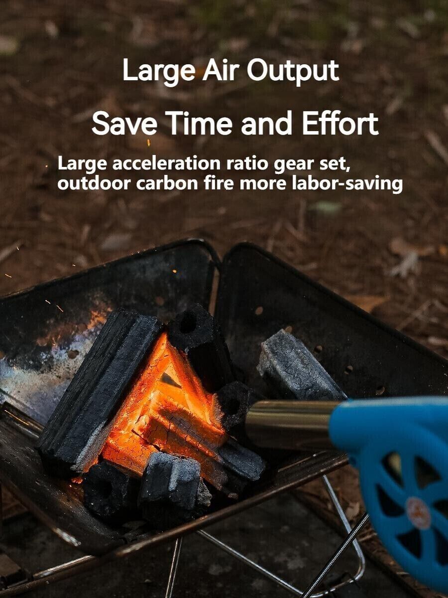 Outdoor Portable Manual Blower Large Wind Metal Outlet Camping BBQ Fire Tool