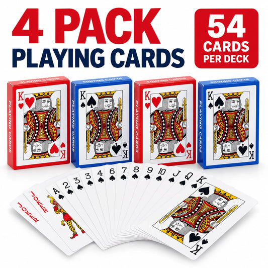 4 Pack Playing Cards Standard Deck 54 Cards Poker Solitaire Rummy Card Games