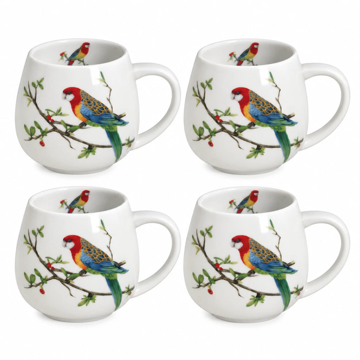 1-6X 400ml Rosella Australian Bird Fine Porcelain Coffee Tea Mug Cup Gift Boxed