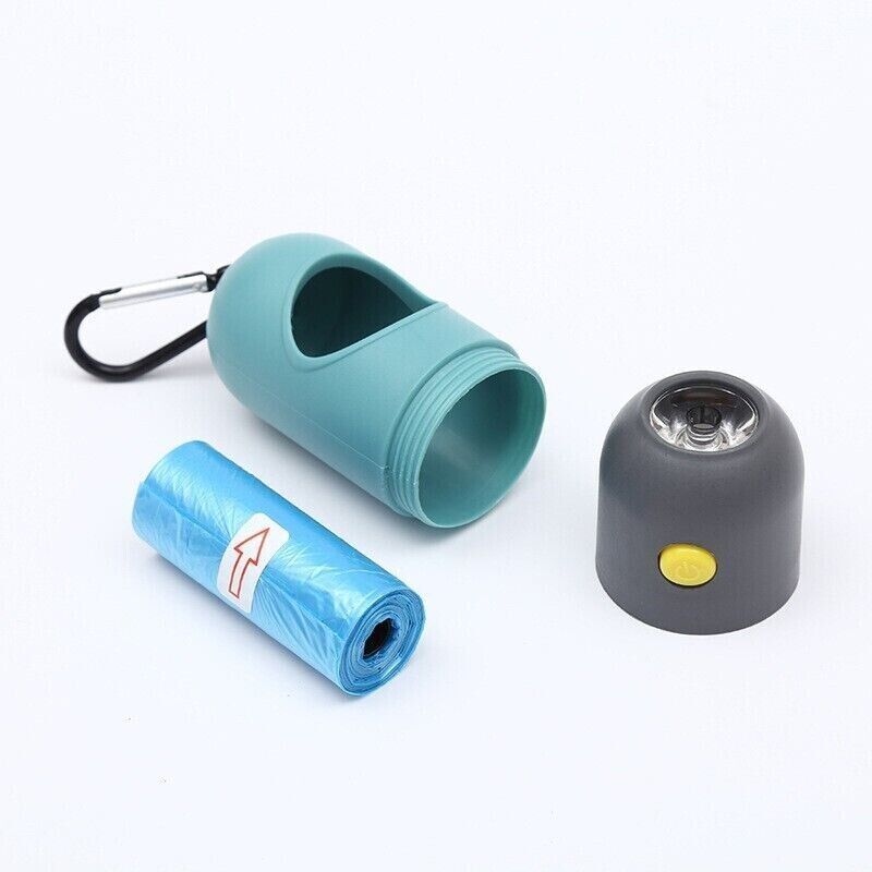 Pet Poop Bag Dispenser With LED Flashlight Waste Disposable Clean Poo Holder