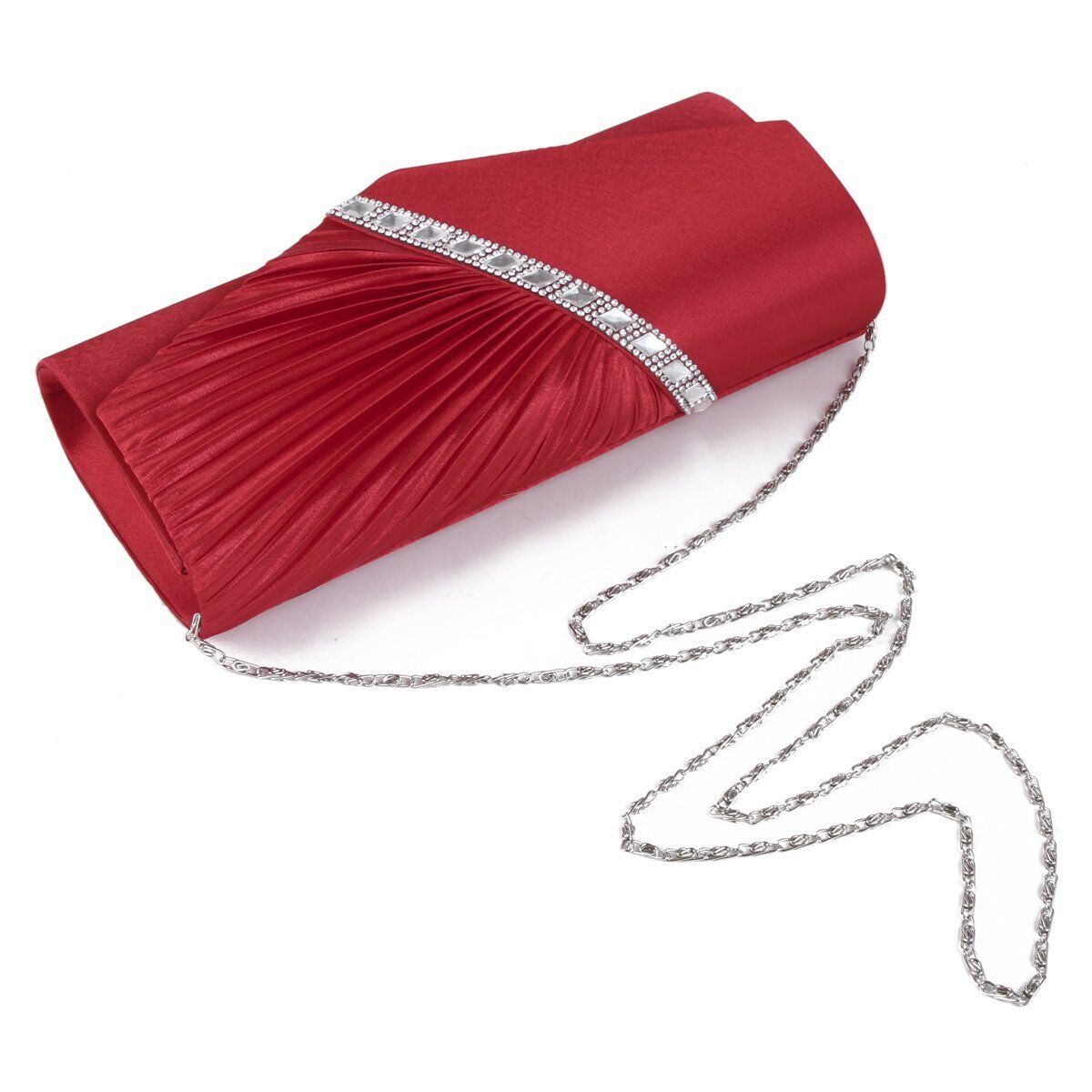 NEW Shining Satin Ladies Evening Clutch Bag Wedding Bridal Chain Handbag