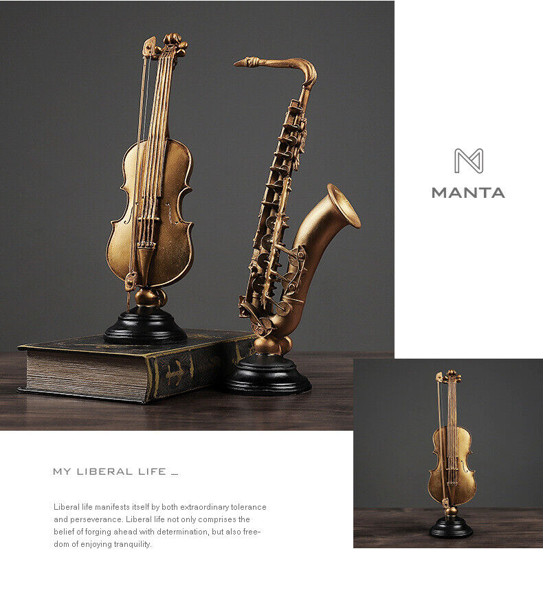 Saxophone Violin instrument home bookcase cabinet decorated resin decoration