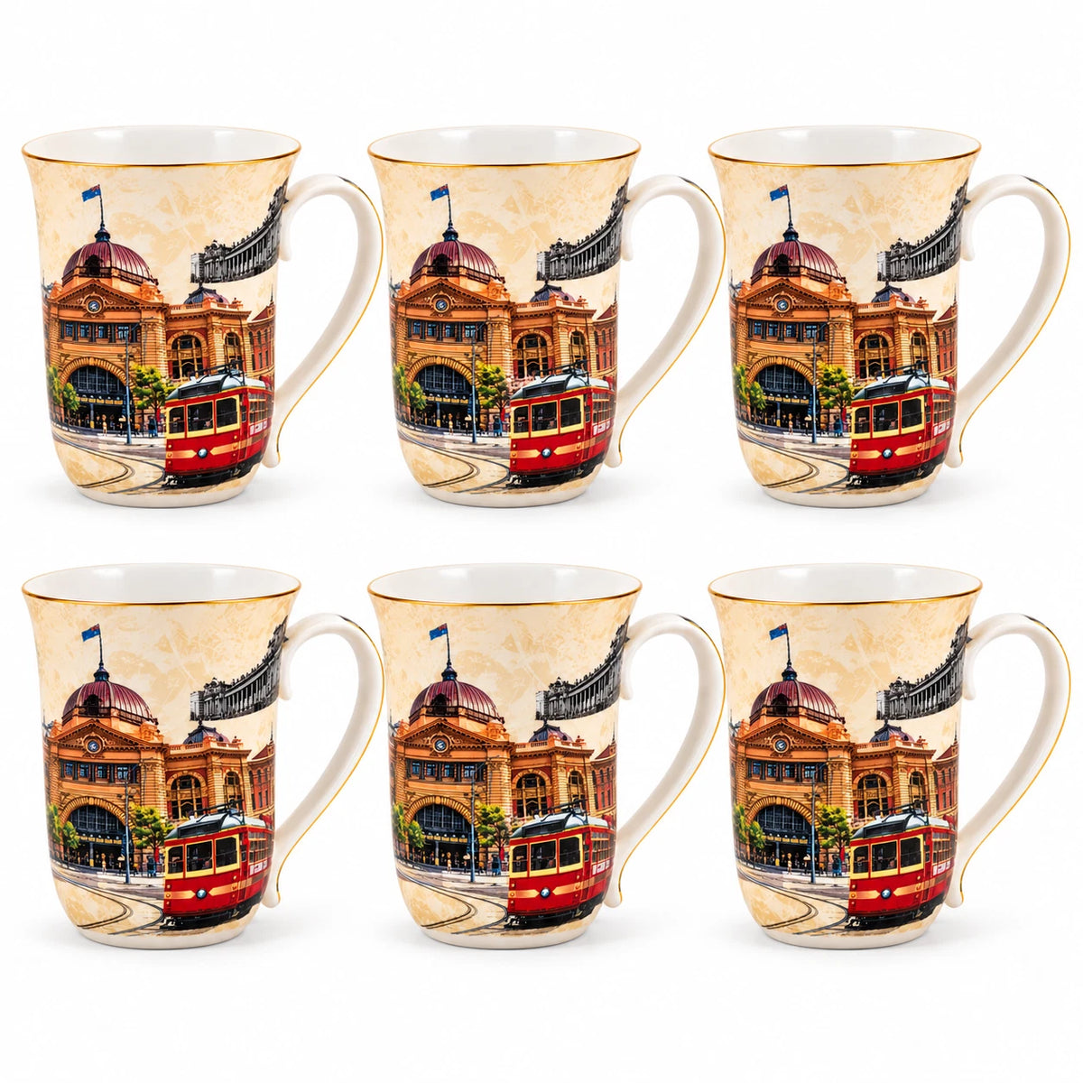 1-6x Melbourne Australia Souvenir Coffee Mug 405ml Fine China Tea Cup Gift Boxed
