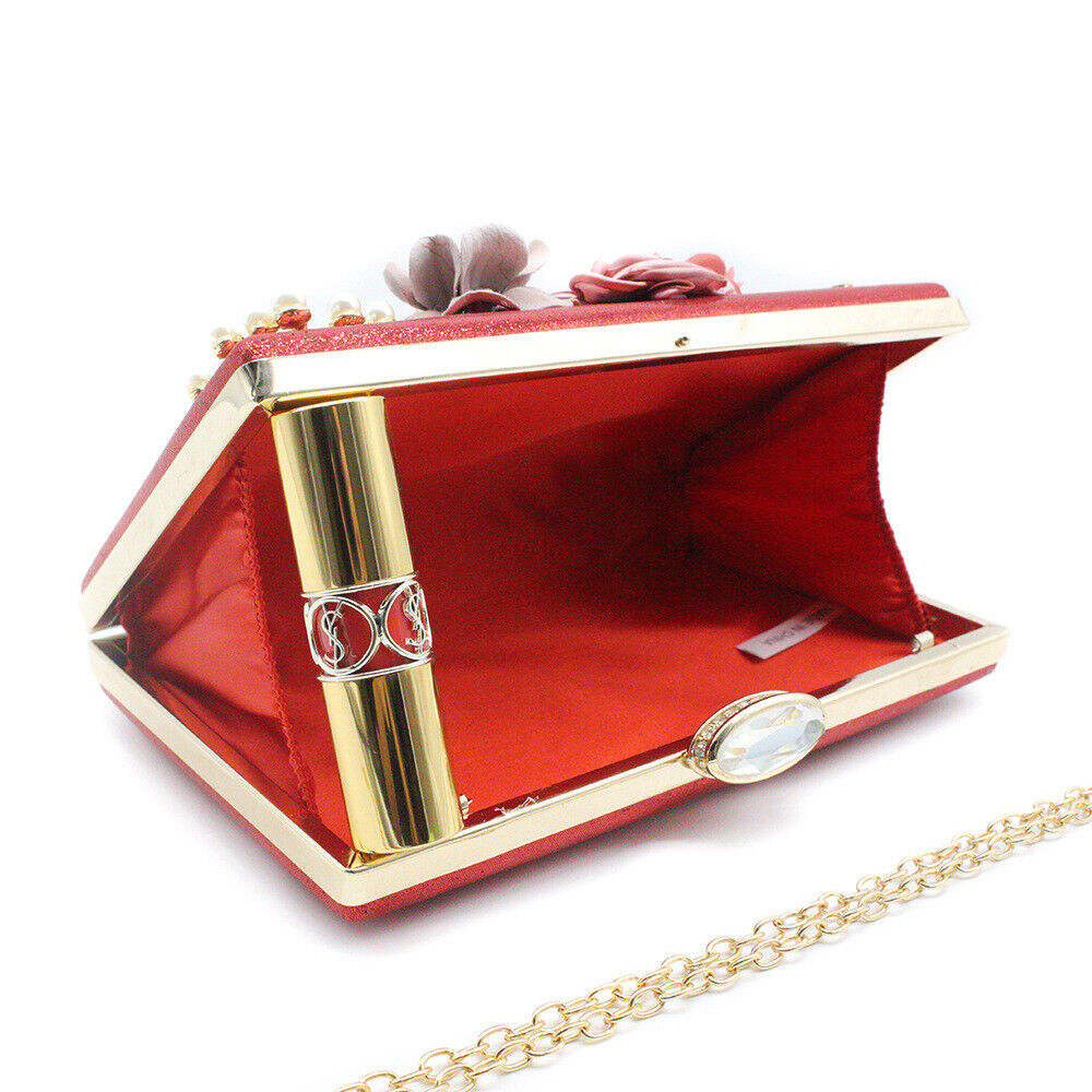 Women Ladies Evening Clutch Dinner Bag Purse Wedding Party Bridal Chain Handbag