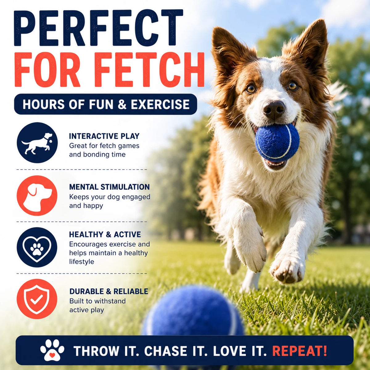 3 PCS Dog Tennis Balls 7cm Pet Toy Ball Bouncy Chew Fetch Play Puppy Training