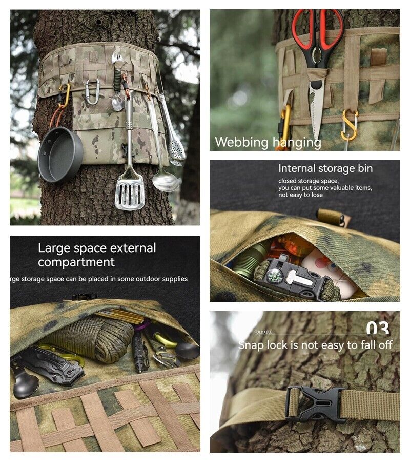 Outdoor Camping Portable Multifunctional Tool Hanging Cutlery Holder Storage Bag