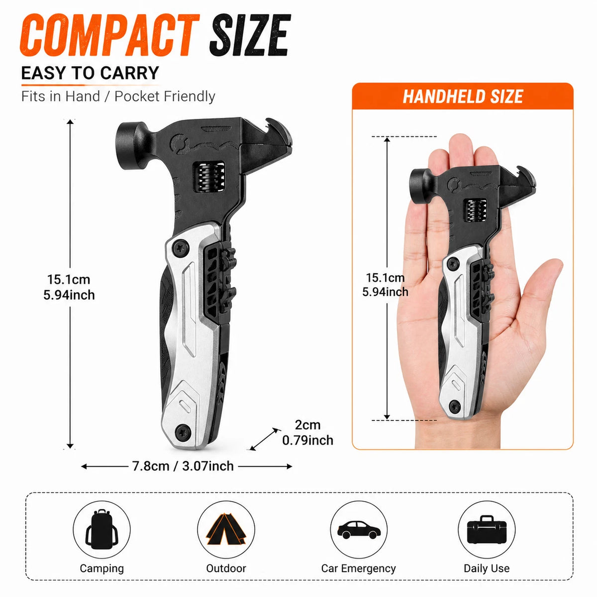 Multi Tool Hammer Folding Pliers Wrench Saw Knife Camping Portable Survival Tool