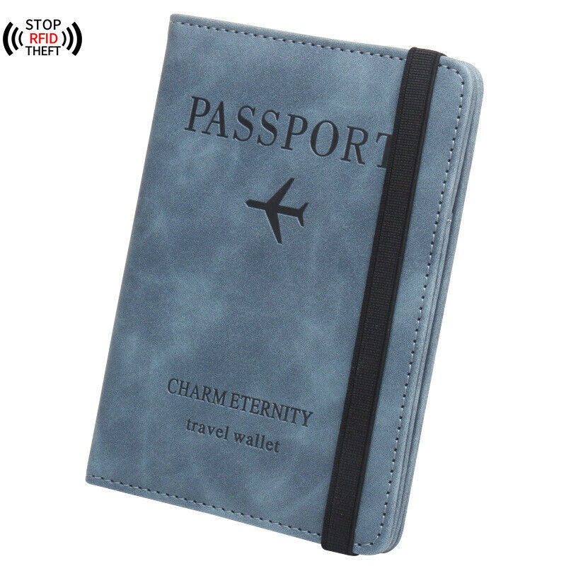 Anti-Magnetic Passport Wallet Holder RFID Blocking Slim ID Card Case Cover PU