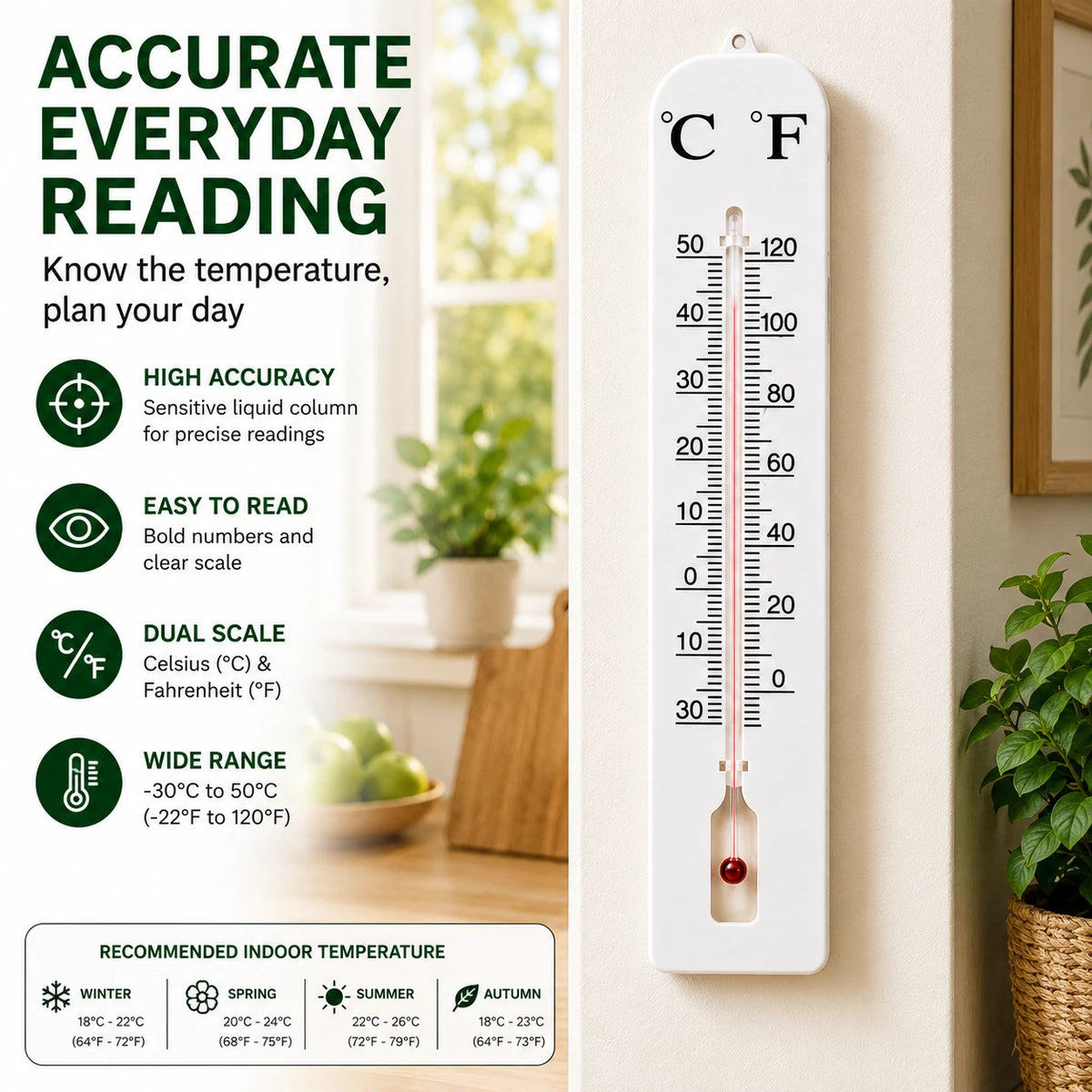 2X 40cm Jumbo Indoor Outdoor Wall Thermometer Large Garden Home Celsius Fahrenheit