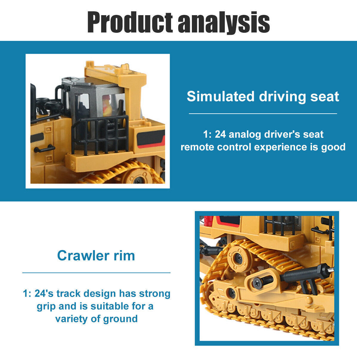 1:24 RC Excavator Remote Control Electric Crawler Alloy Engineering Bulldozer