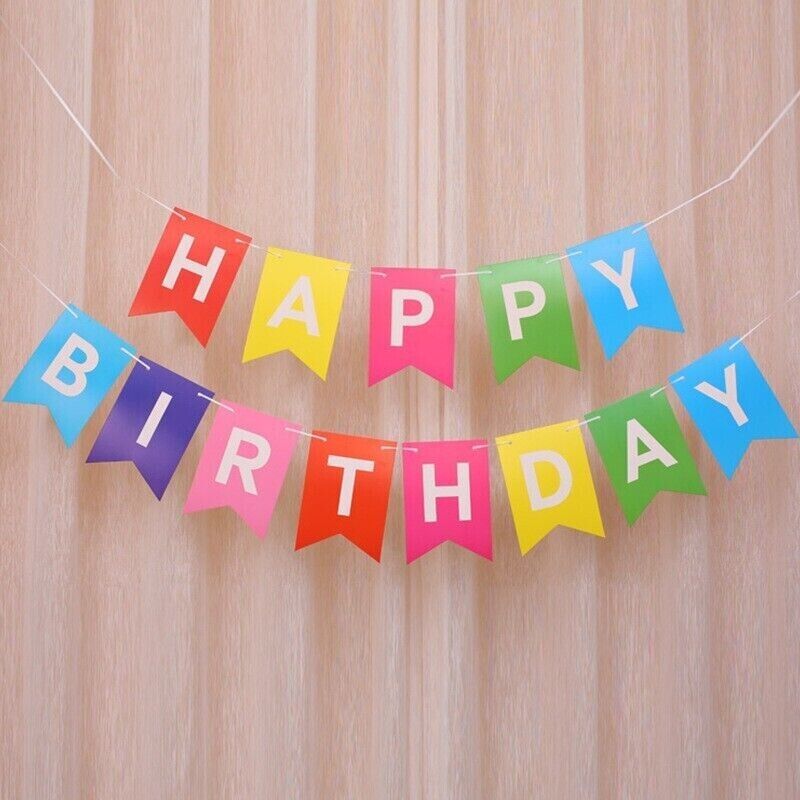 HAPPY BIRTHDAY Small Swallowtail Pull Flag Multicolor Party Decoration Supplies