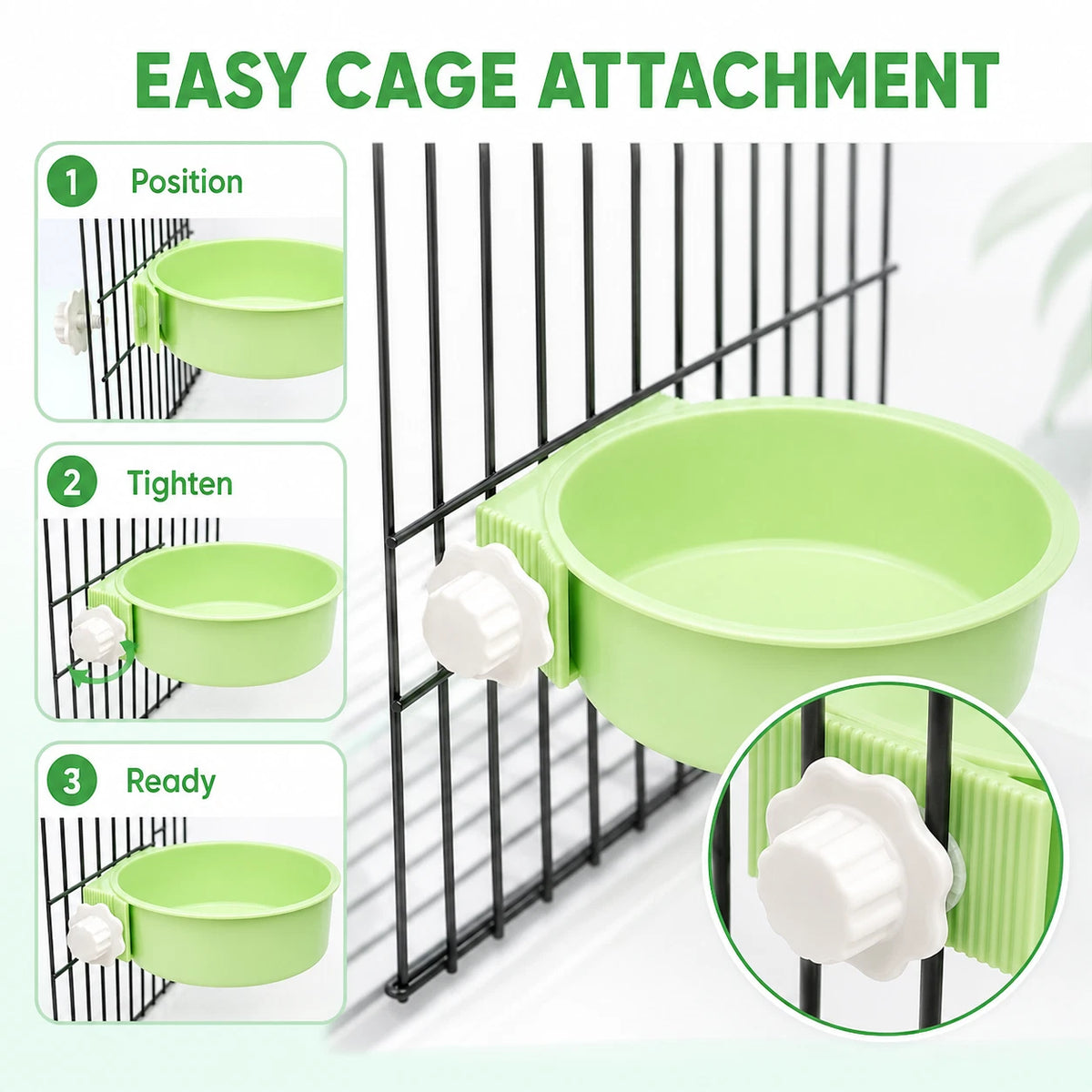 3 x 850ml Cage Hanging Pet Bowl Rabbit Guinea Pig Food Water Feeder Assorted