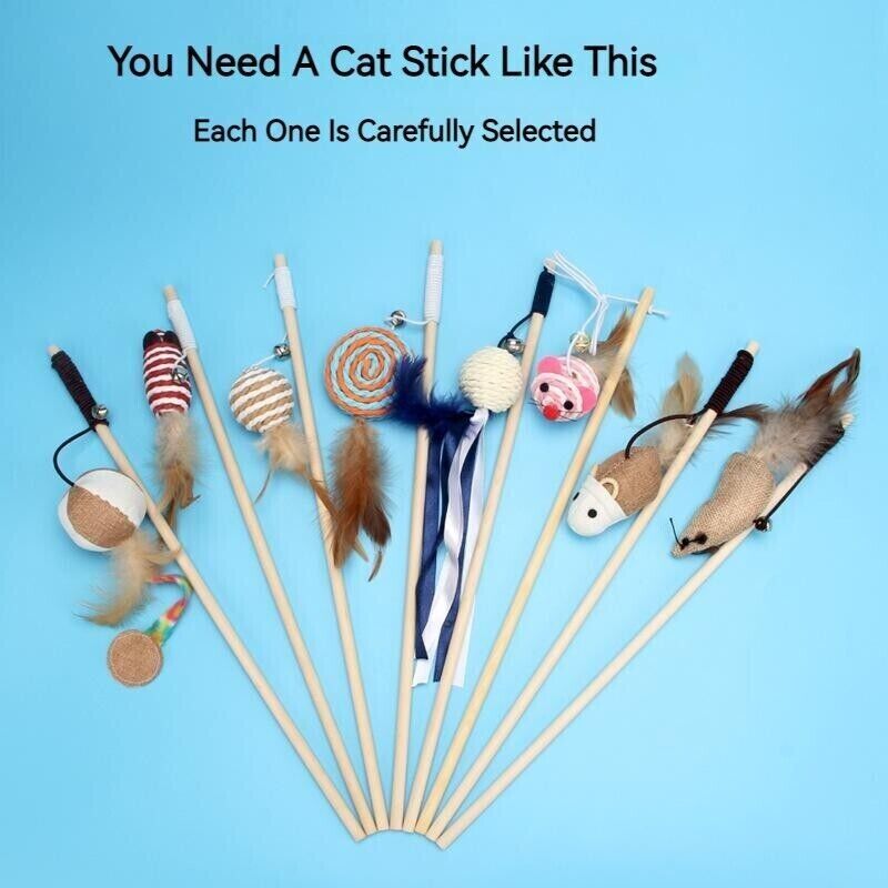 Feather Bell Mouse Interactive Tease Cat Stick Frosted Comfortable Pet Play Toy