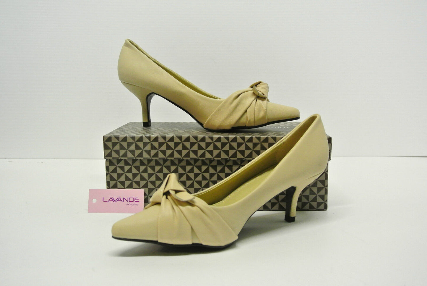 New women ladies low mid heel pumps pointed toe court work office shoes