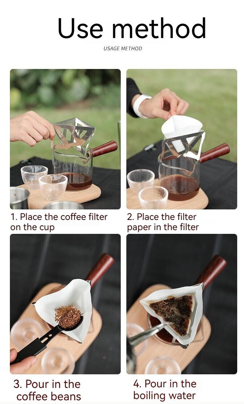 Outdoor Camping Portable Stainless Funnel Coffee Filte CupCoffee Drip Holder