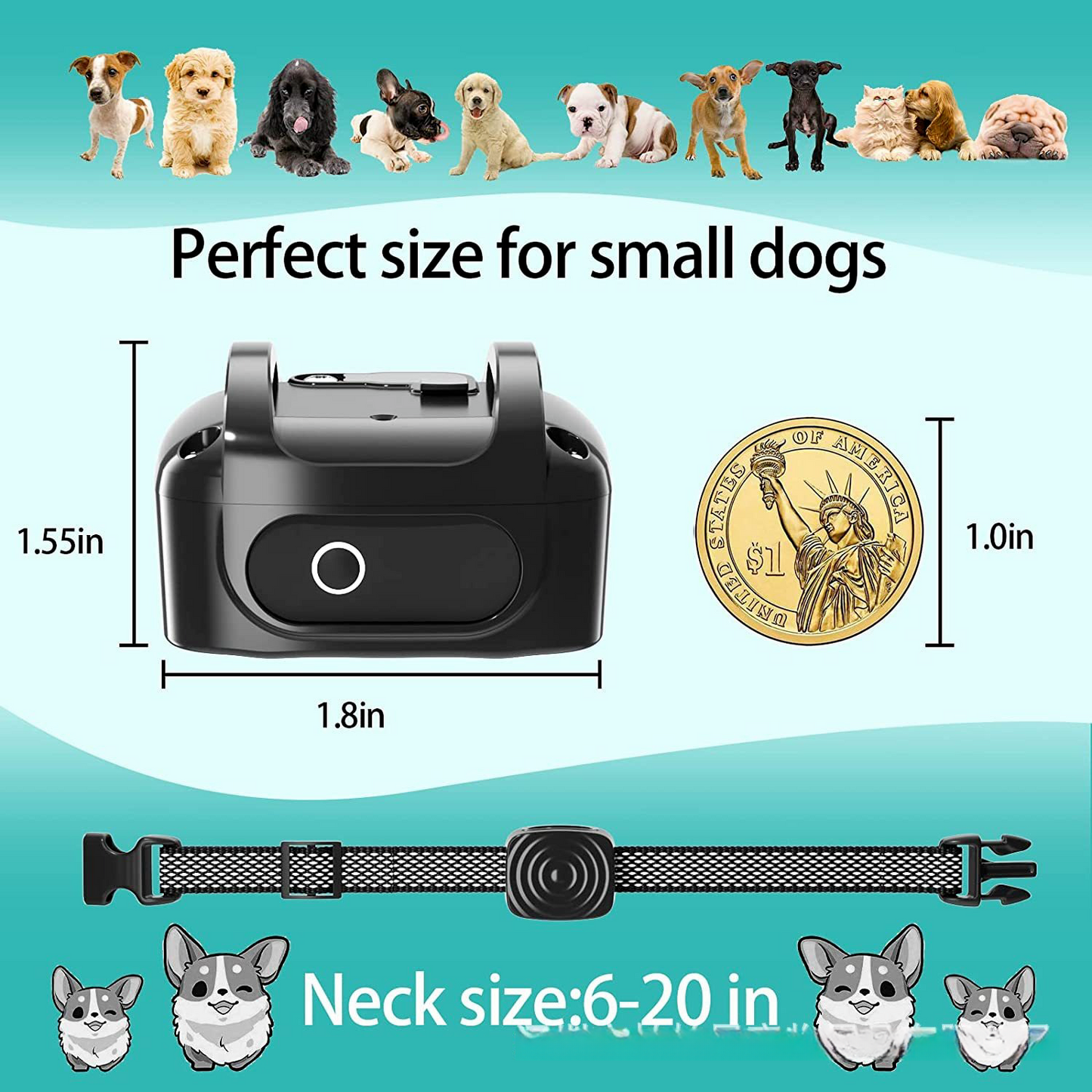 Waterpoof Safe Training Anti Bark No-Shock Dog Collar Rechargeable Stop Barks
