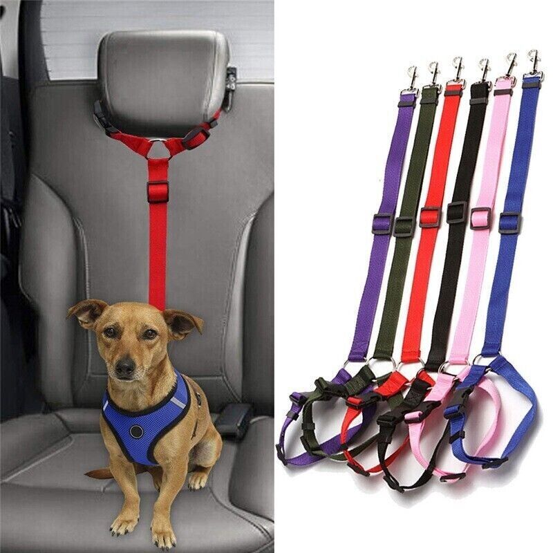 Nylon Adjustable Pet Dog Safety Seat Belt Harness Lead Vehicle Clip Travel Leash