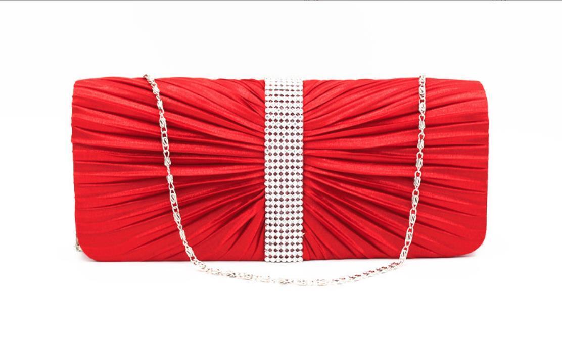 NEW Shining Satin Chain Handbag Ladies Evening Clutch Bag Wedding Bridal