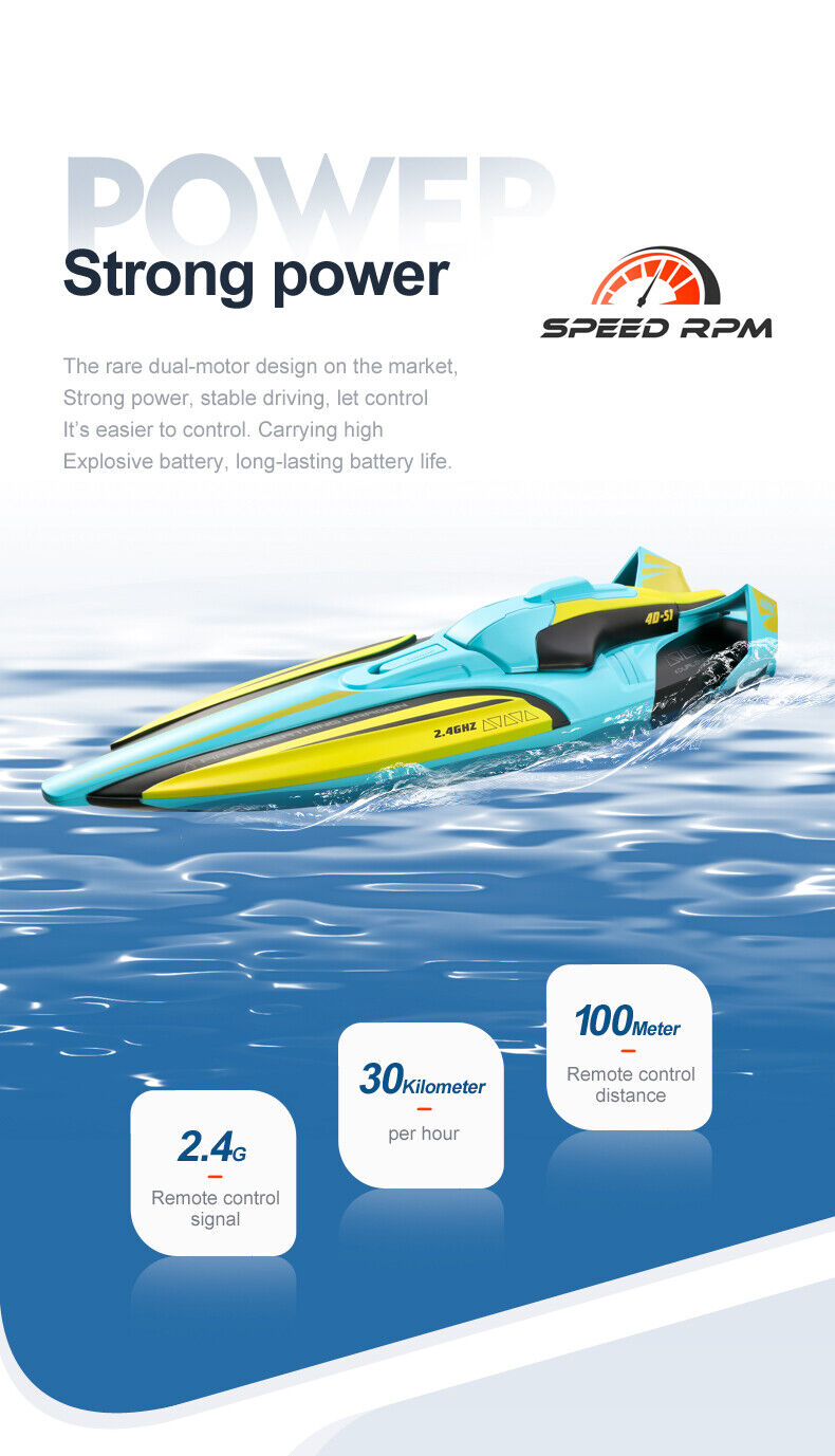 2.4GHz Waterproof S1 Long Range Wireless Remote Control High Speed Boat Toy Gift