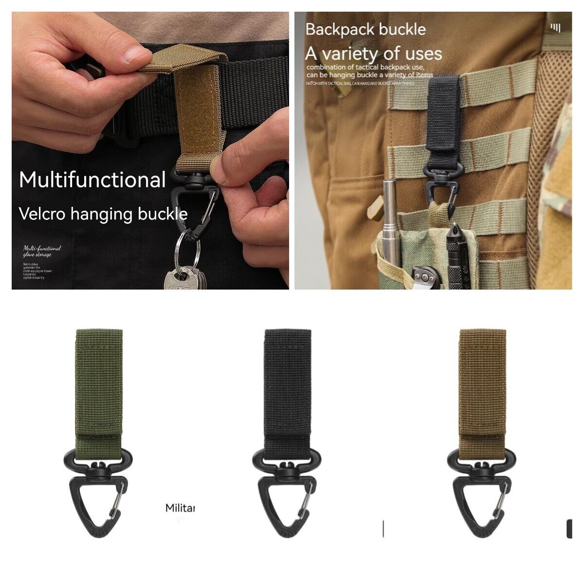 Multifunction Backpack Carabiner 360° Rotat Triangle Buckle D-ring Keychain