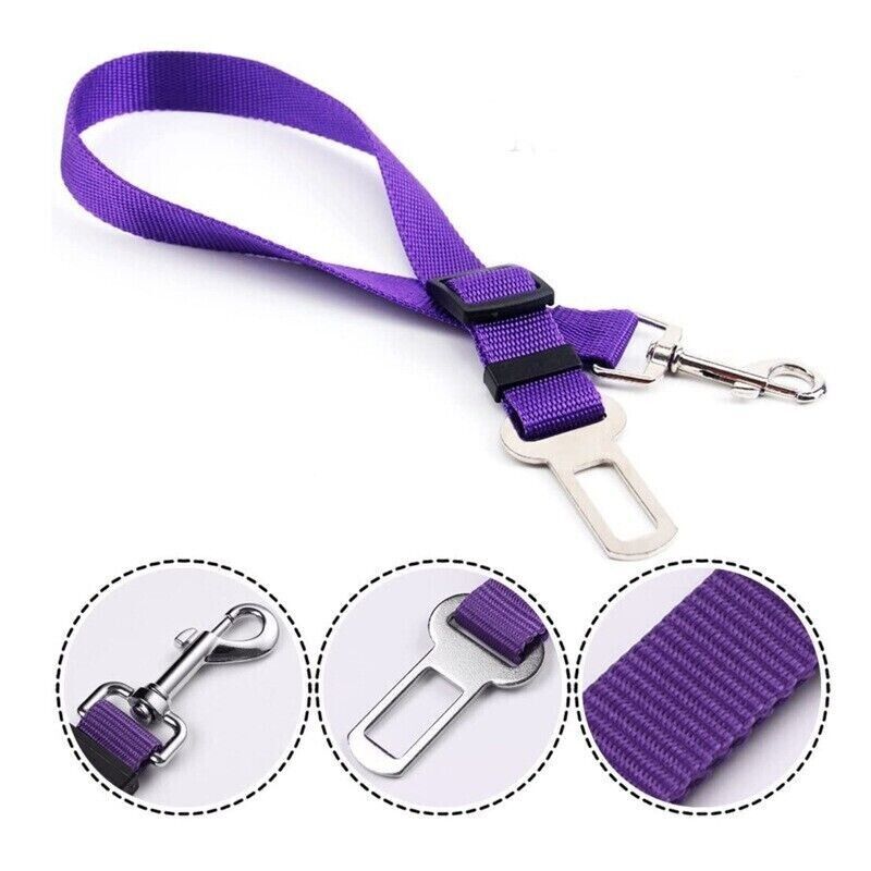 Pet Adjustable Dog Safety Seat Belt Harness Nylon Car Vehicle Clip Travel Leash