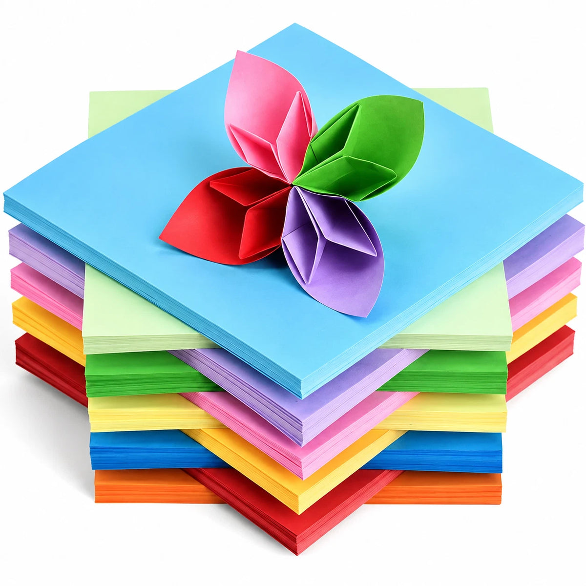 2 Pack 70 Sheets Origami Paper 7 Colours Square Folding Craft Paper Mixed Sizes DIY Kid