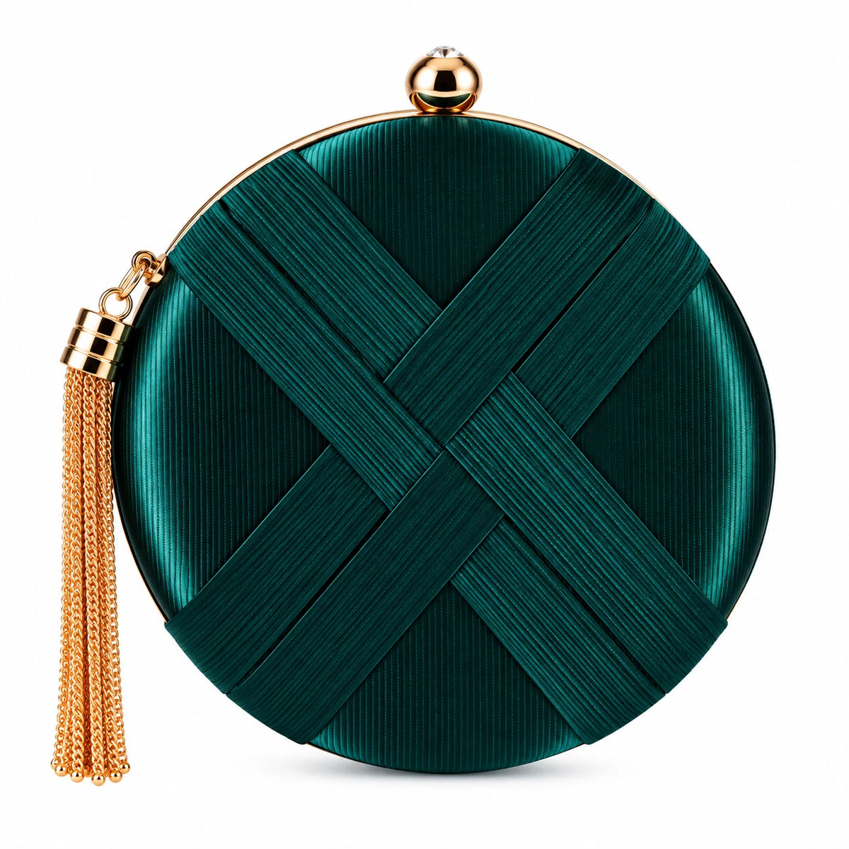 Women Round Evening Clutch Bag Wedding Party Prom Formal Tassel Chain Handbag 7 Colour