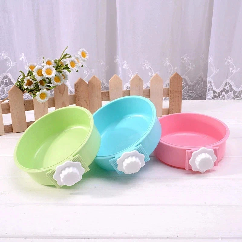 3 x 850ml Cage Hanging Pet Bowl Rabbit Guinea Pig Food Water Feeder Assorted