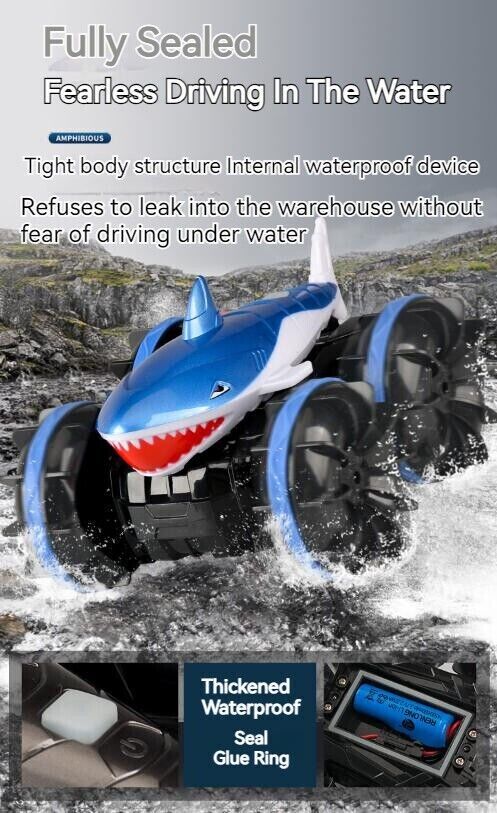 Amphibious Shark Stunt Car Remote Control Wireless Electric Toy Boy Kids Gift