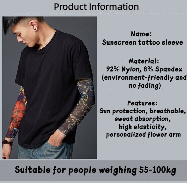 Sunscreen Tatto Arm Stretch Sleeves UV Sun Protect Covers Outdoor Sports Cooling