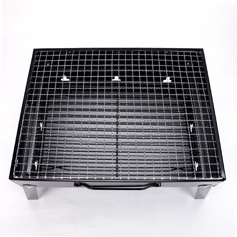 Outdoor Small Black Steel Charcoal Grill Portable Folding Thickened Grill BBQ