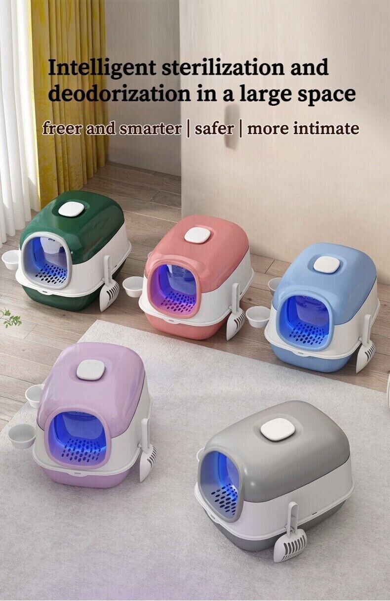 UVC Sterilization Fully Enclosed Cat Litter Box Pet Toilet Odour Control Basin