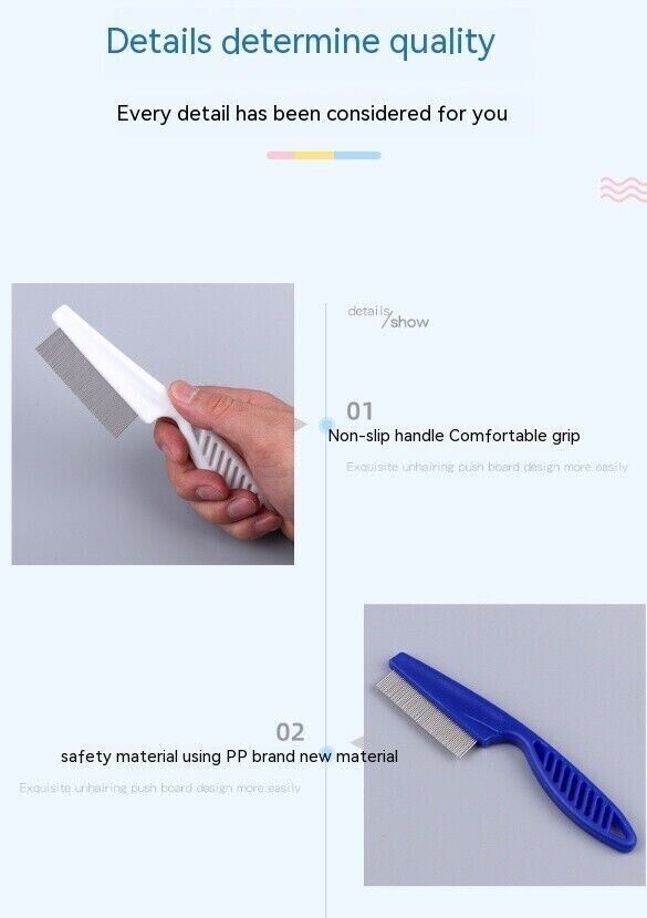 Pet Dog Encrypted Clean Flea Lice Removal Comb Hair Shedding Comb Steel Pin Comb