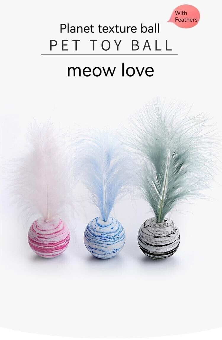 Pet Starry With Feather Toy Ball Toss Cat Interactive Play Relieve Boredom