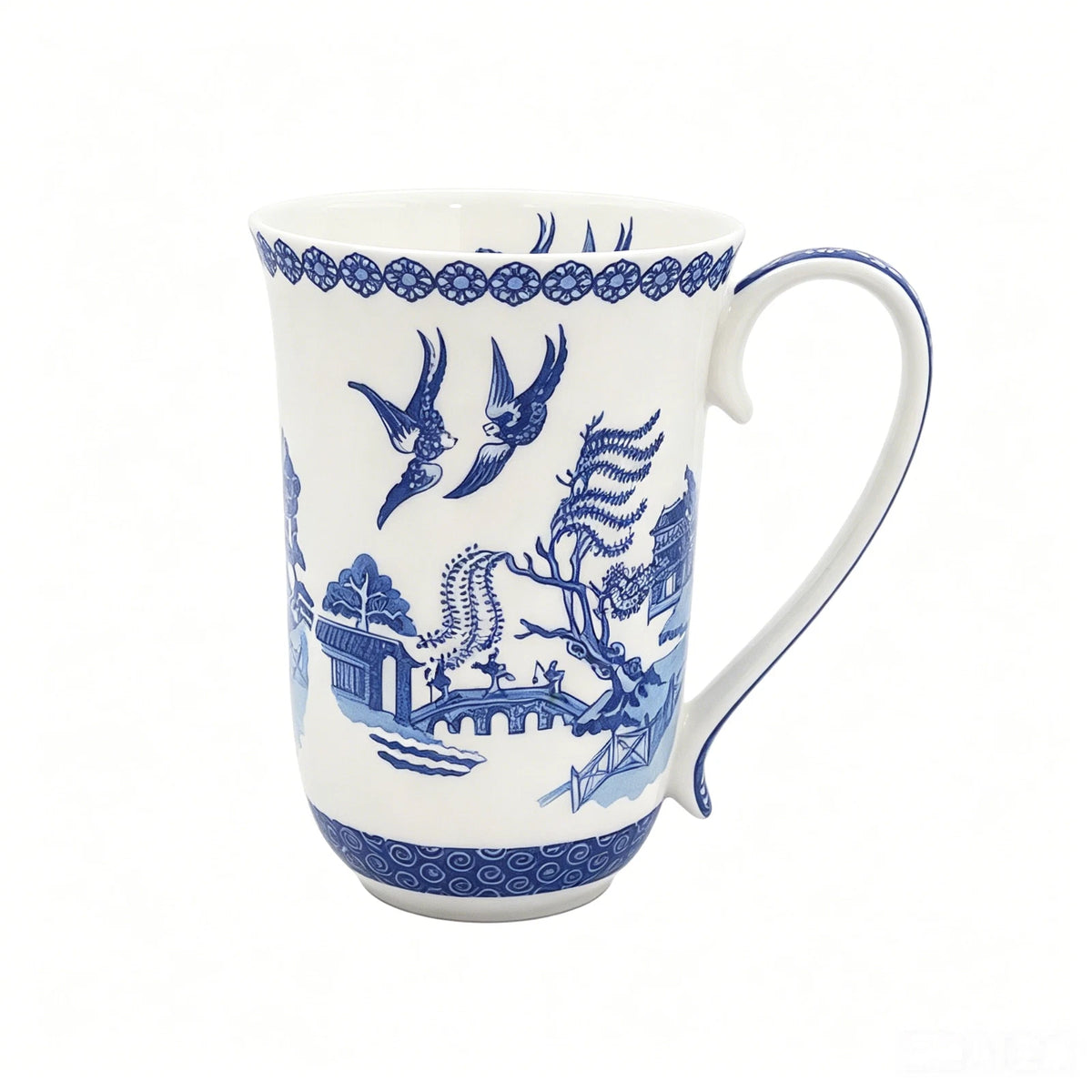 1-6x Classic Blue & White Willow Pattern Mug 405cc Porcelain Tea Coffee Cup Gift Set