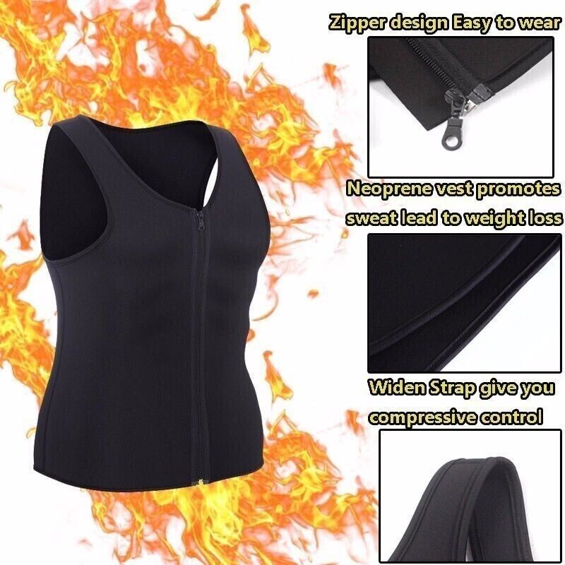 Mens Slimming Body Shaper Vest Neoprene Corset Underwear Compression Tank Top